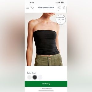 *NEW* Abercrombie & Fitch Cotton Seamless Fabric Tube Top in black, size small.